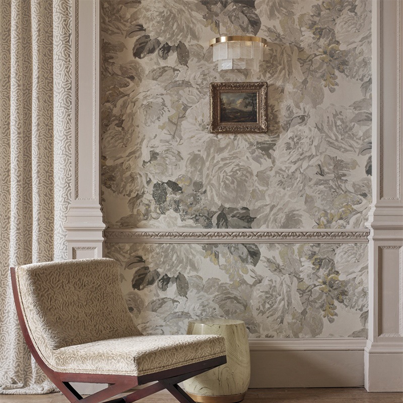 英式轻奢田园个性锭制无缝墙布壁画法式复古作旧玫瑰花背景墙壁纸