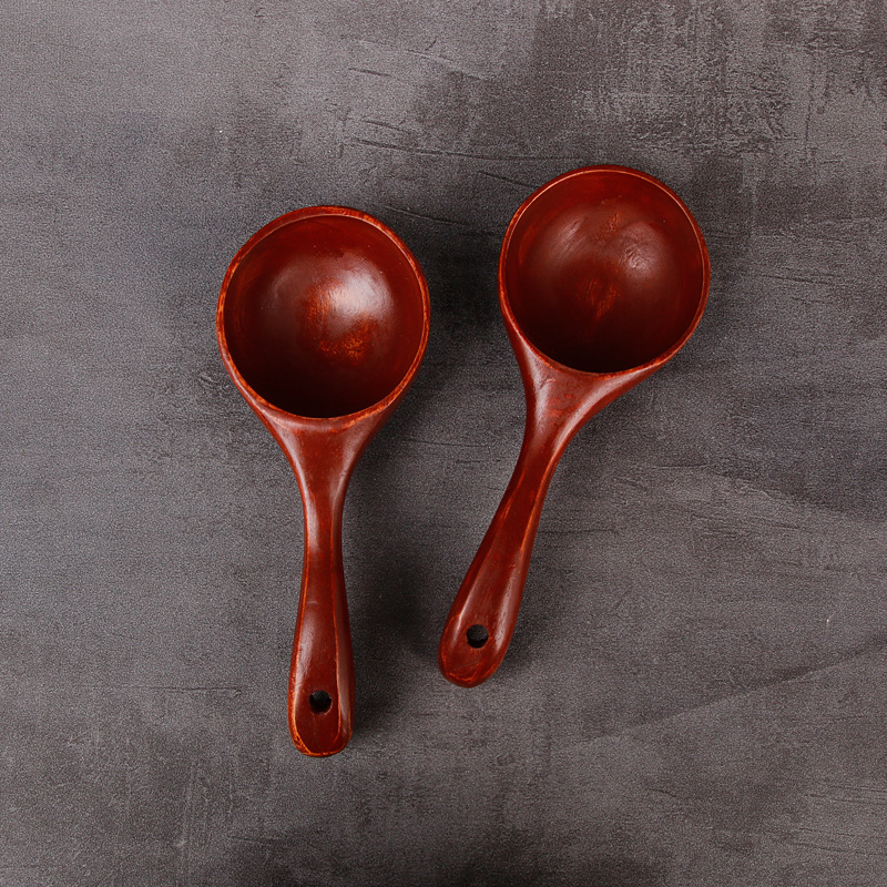 日式新款短柄量木勺大汤水勺木勺舀水瓢量米勺沐浴桑拿厨房用品