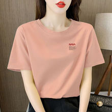 弹力高品质短袖女粉色t恤2024新款韩版宽松显瘦百搭款