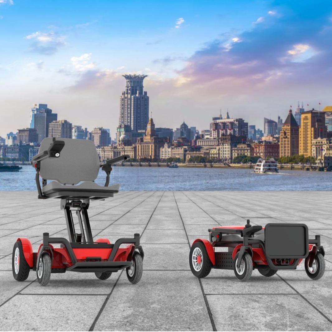 蚁骑士电动轮椅铝合金自动折叠车老年人轻便可折叠电动代步车轮椅