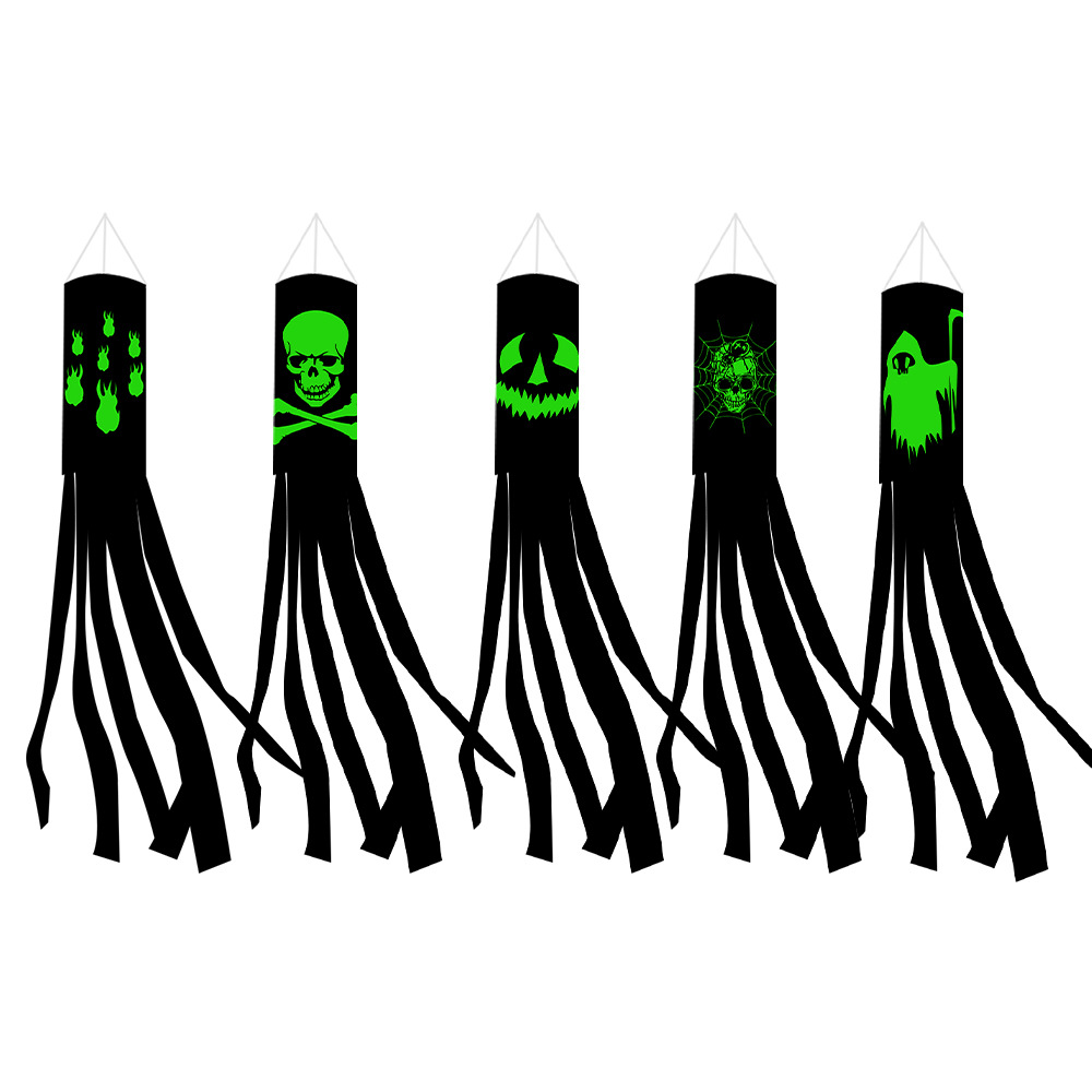 Cross-Border Halloween Party Supplies Ghost Decorations Amazon Green Fluorescent Luminous Halloween Hair Dryer Flag