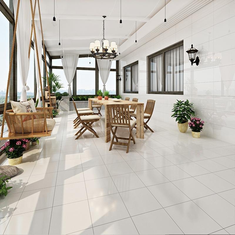 纯白色瓷砖客厅厨房墙砖 灰色通体爵士白地砖阳台哑光瓷片