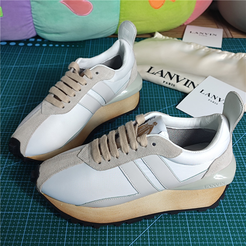 lanvin浪凡阿甘鞋女2021年秋冬新款增高系带拼色松糕底休闲运动鞋