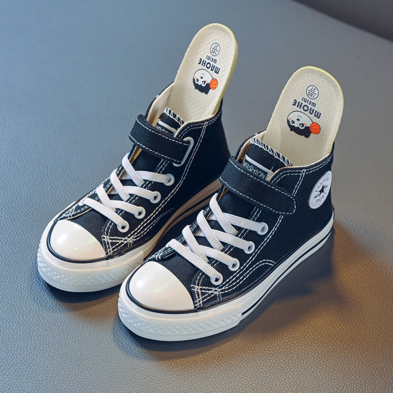 儿童帆布鞋男童鞋子春秋款小孩板鞋经典高帮女童布鞋软底休闲鞋潮