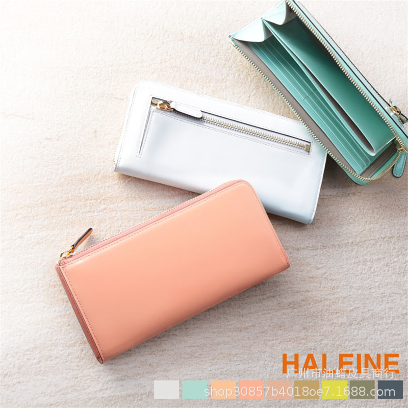 外贸直销真皮长款女士漆皮钱包 时尚潮流多功能大容量拉链式钱夹