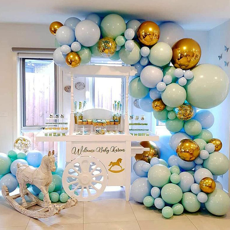 Cross-Border Gold Sequined Latex Balloon Chain Set Birthday Party Decorative Macaron Balloon Supplies Wholesale