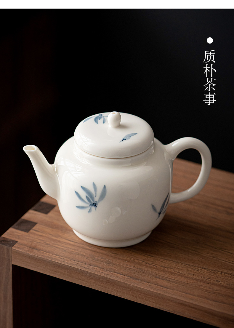 陶瓷茶壶小号单个泡茶壶中式功夫茶具家用小瓷壶手绘蝴蝶兰花茶壶