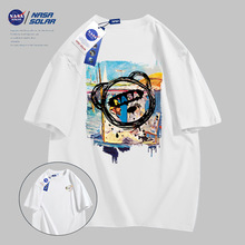 同款NASA联名款2023新款印花男女同款短袖情侣T恤高克重纯棉潮牌0