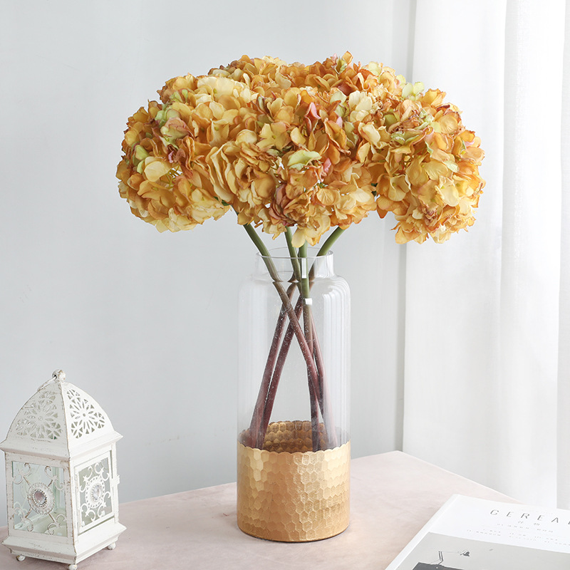 Hotel Show Window Decoration Artificial Fake Flower Burnt Edge Hydrangea Korean Bride Holding Artificial American Hydrangea Bouquet