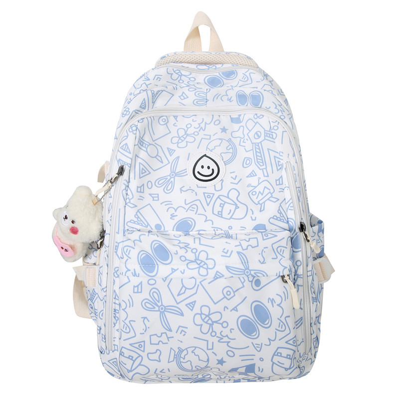 Junior's Schoolbag Women's Korean-Style Printed Large-Capacity Backpack for Grade 3 to Grade 6 Middle School Students' Backpack