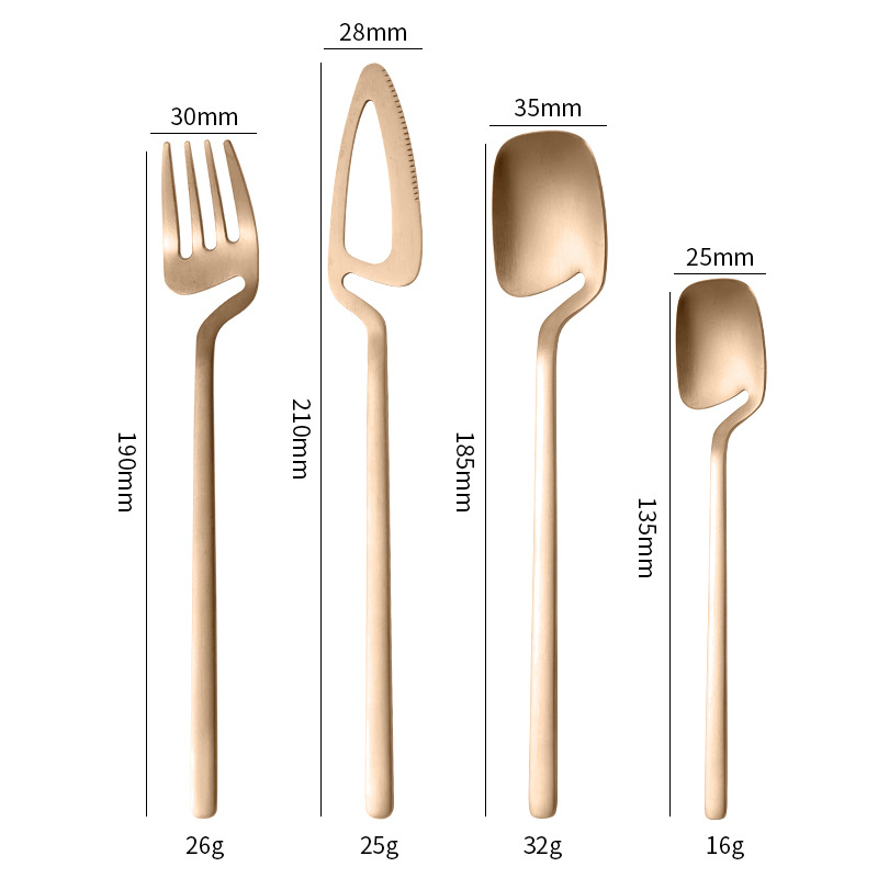 Amazon 304 Stainless Steel Wall-Mounted Steak Knife, Fork and Spoon Golden Stainless Steel Spoon Household Sanding Hanging Cup Tableware