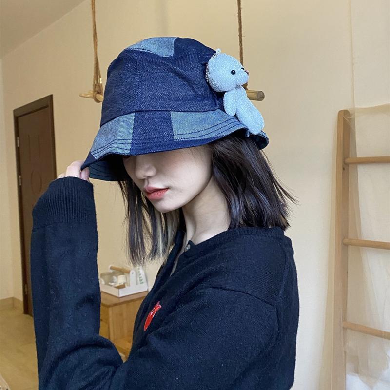 Women's Hat Winter Fashion Casual Trendy Warm Short Brim Jean Fisherman Hat Youth Retro Hong Kong Style Korean Bucket Hat