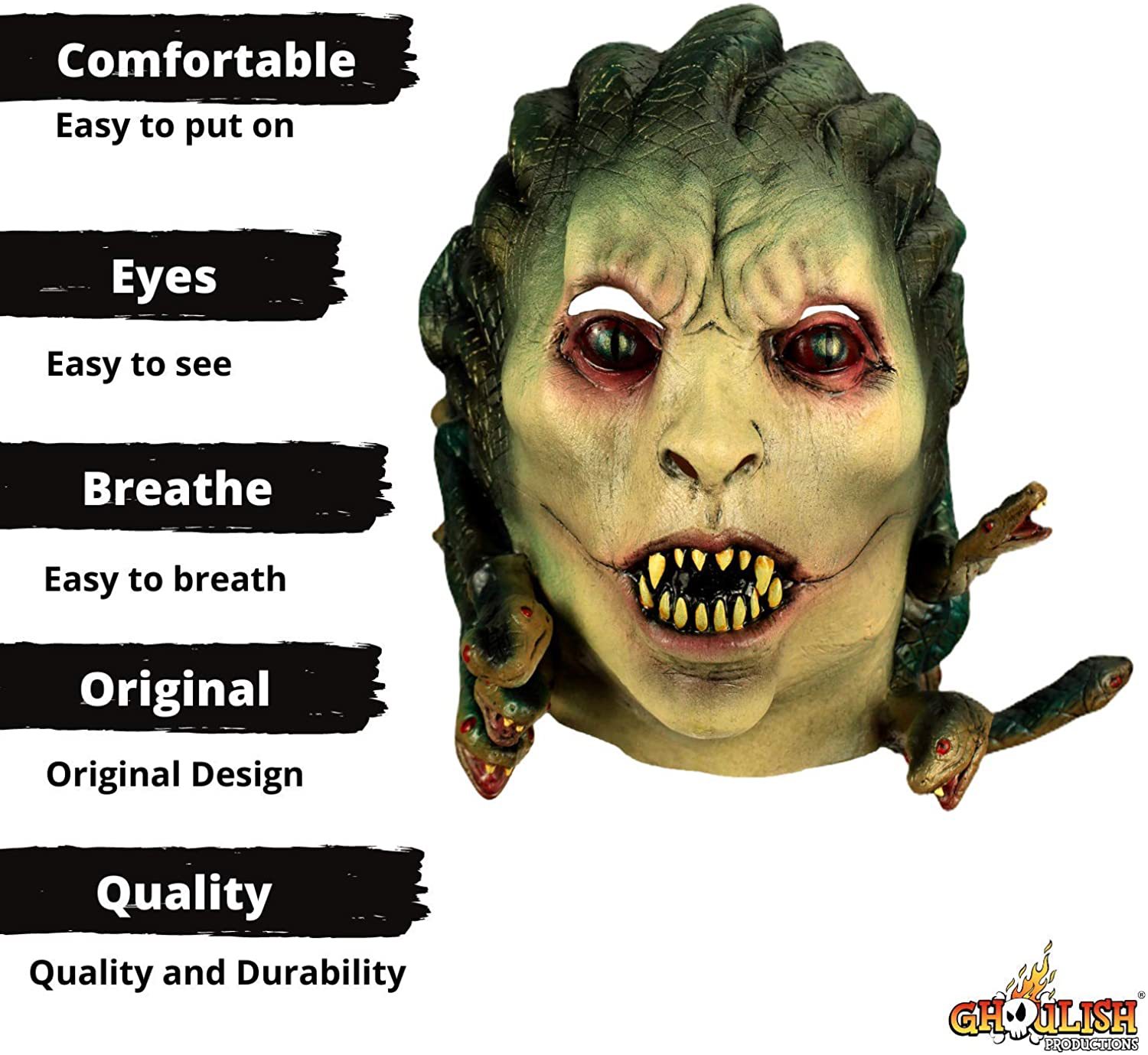 万圣节新款medusa gorgon monster水母蛇发女怪头套恐怖女妖面具