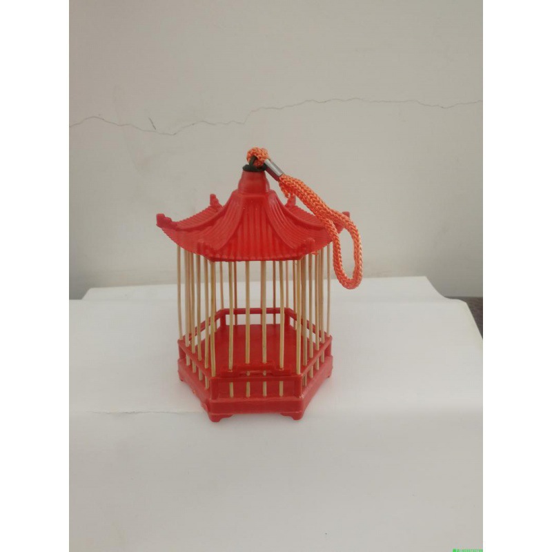 蝈蝈笼子纯手工自制竹制蝈蝈笼单层六角亭形爬虫鸣虫用具简易塑料