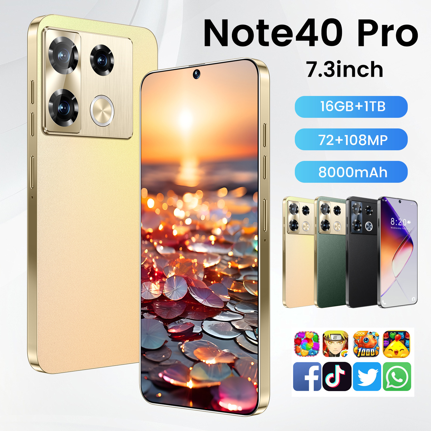 2025新款爆Note40 Pro7.3寸跨境手机16+1TB支持快充安卓智能批发