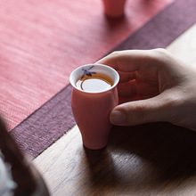 桃红纯手绘兰花茶杯家用主人杯单个陶瓷闻香杯小号功夫茶具品茗杯