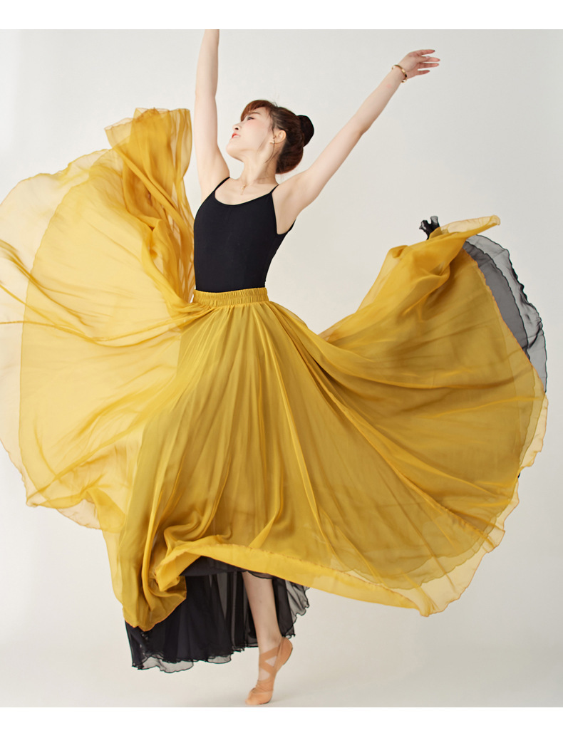 优雅720度大摆舞蹈裙女古典舞纱裙飘逸轻薄中国民族风半身裙长裙