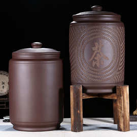 大小号紫砂茶叶罐普洱茶缸密封茶缸家用存茶罐储茶罐陶瓷