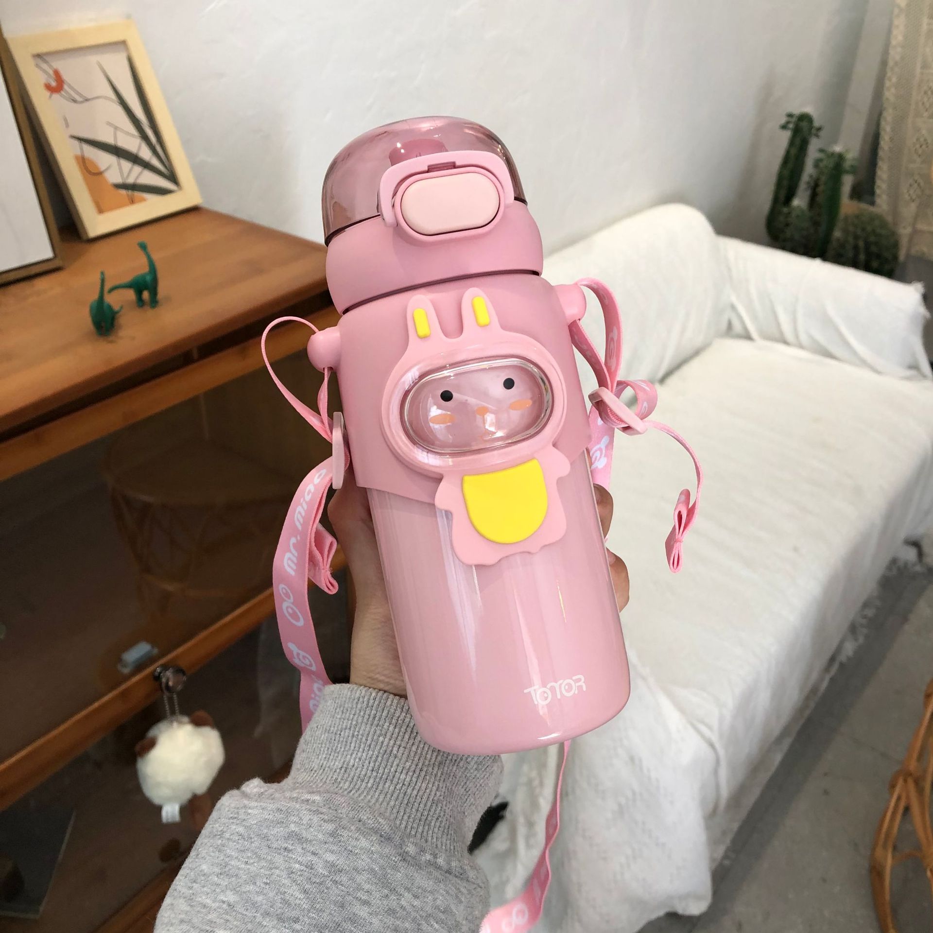 Children 316 Thermos Cup Water Cup with Straw Kindergarten Primary School Girl Cute Baby Boy Stainless Steel Kettle