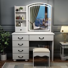 欧式实木奶油风梳妆台家用卧室现代小户型收纳柜一体简易化妆台