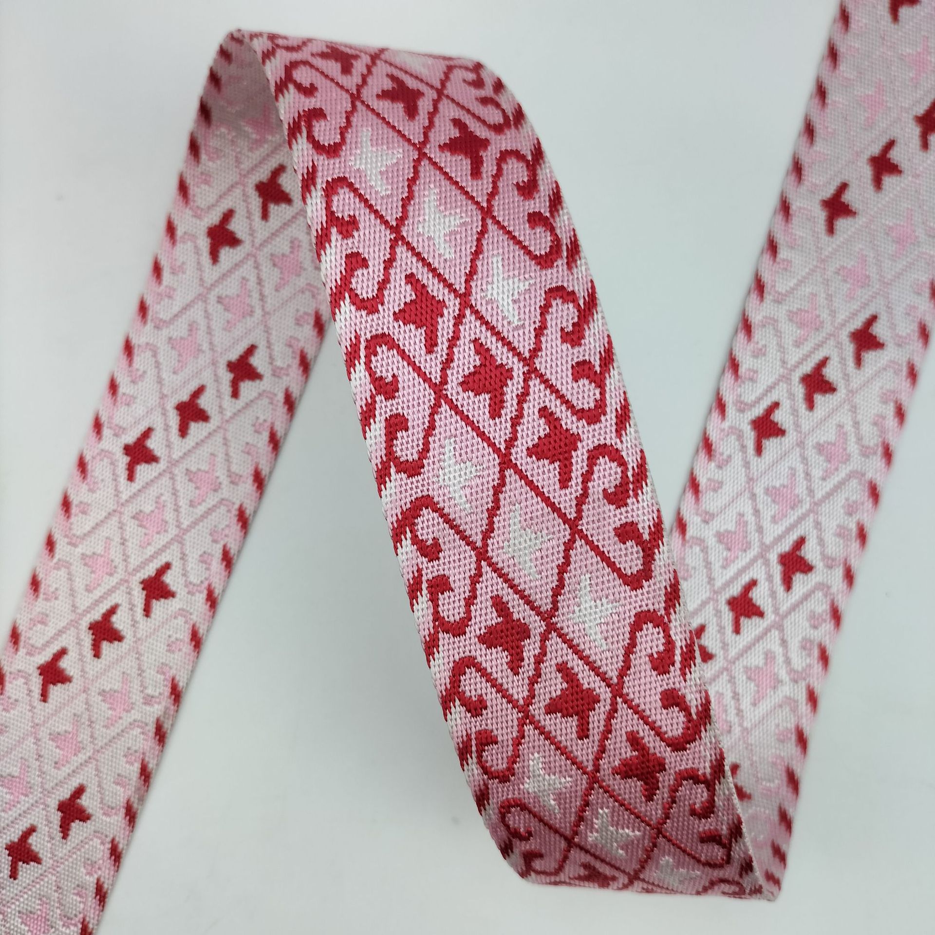 爆款5cm仿尼龙双面燕子提花织带2寸粉红色新款织带50mm千鸟格肩带