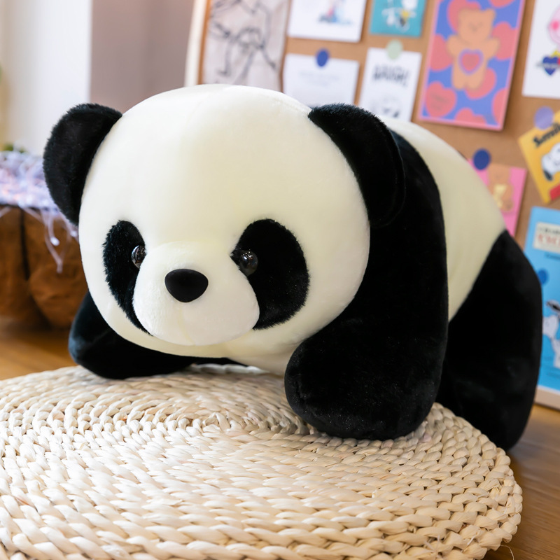 Cute Panda Doll Plush Toys Simulation Lying Style Panda Doll Pillow Stall Decoration with Logo