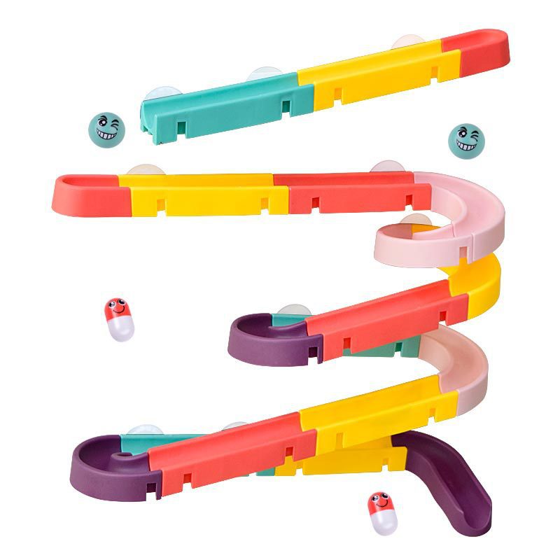 Cross-Border Ball Track Baby Bath Toys Slide Rotation Slide Buliding Blocks Rotary Table Children Playing with Water Toys