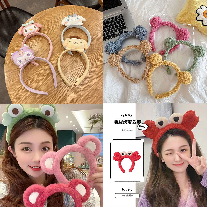 Internet Celebrity Face Wash Strawberry Bear Headband Cute Plush Crab Headband Mickey Headband Cartoon Hair Pin Headdress Girl Korean Style