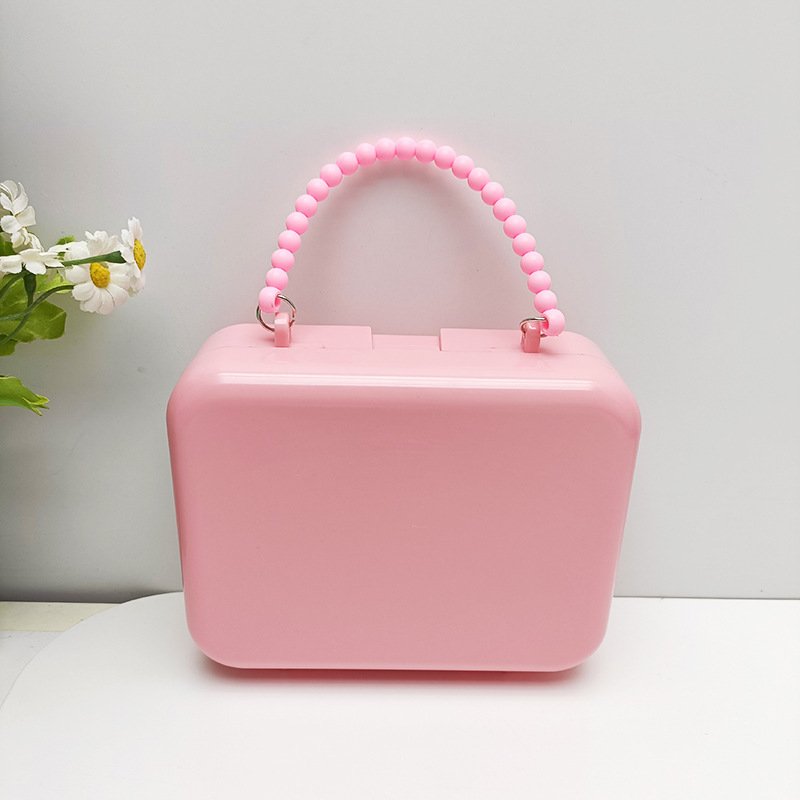 New Solid Color Sweet Small Square Handbag Children's Handmade DIY Main Body Jewelry Storage Jewelry Bag