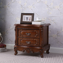 4I欧式实木床头柜免安装创意美式复古雕花卧室收纳储物柜床边小柜
