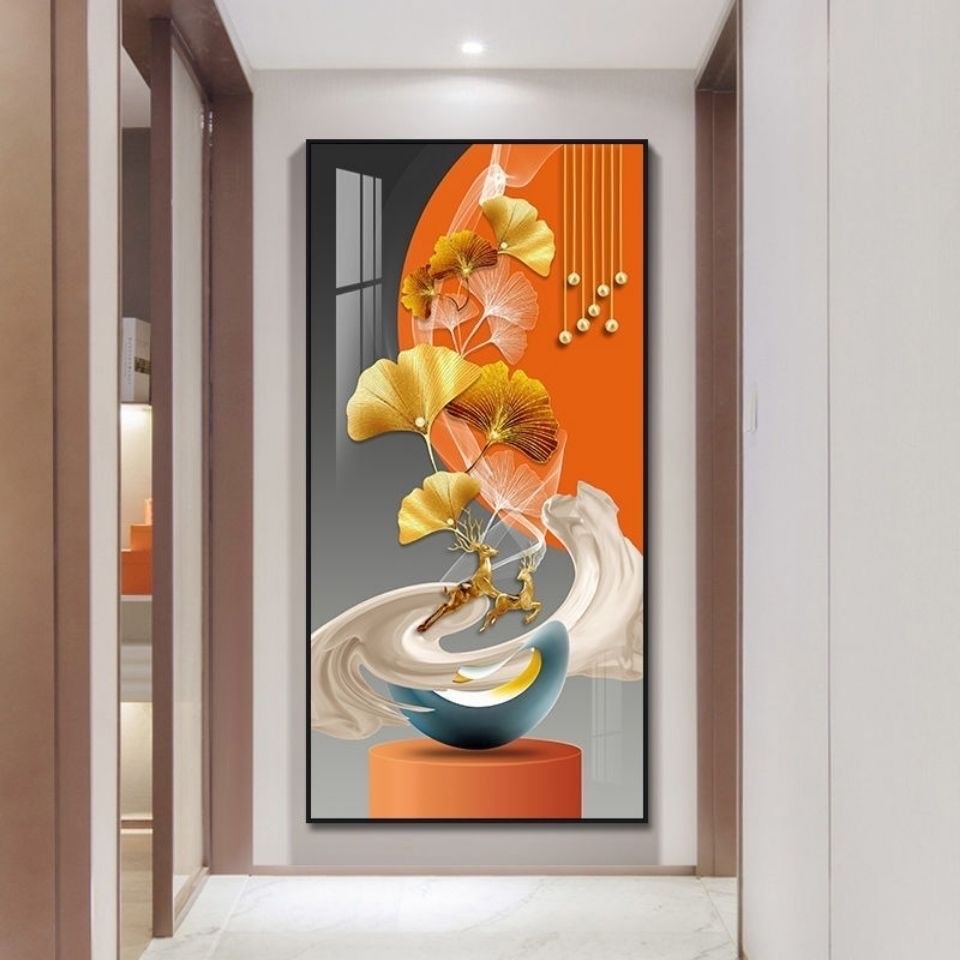 2021新款入户玄关装饰画现代简约走廊尽头挂画客厅过道轻奢风壁画