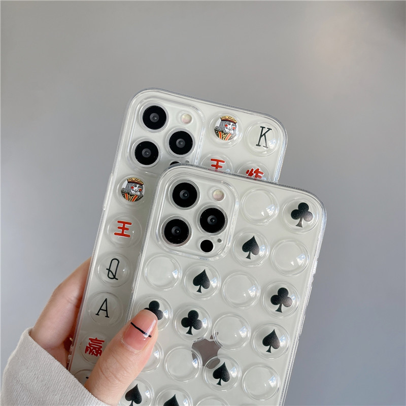 扑克牌按压解压气泡适用iphone12promax苹果11手机壳xs透明创意