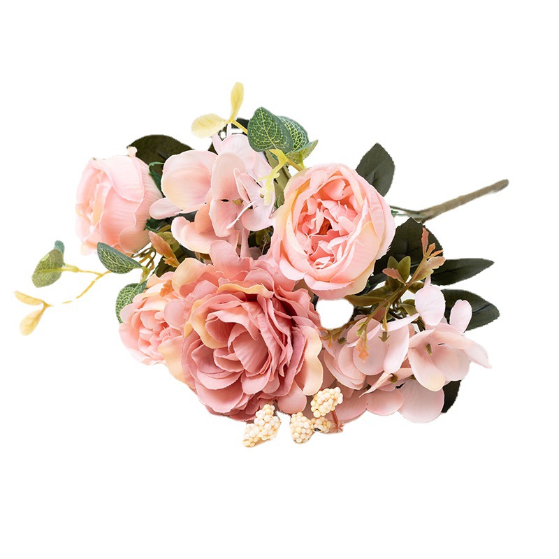 Artificial Rose Hibiscus Rose Holding Bundled Flower Wedding Celebration Decoration Photography Props Home Road Lead Fake/Artificial Flower Wholesale