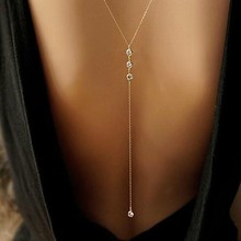 简约镶钻露背后背链项链 身体链back necklace简约女士后背链