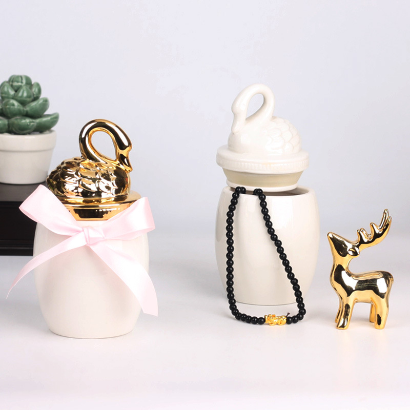 欧式 陶瓷创意电镀工艺品礼品收纳盒香精蜡罐香精罐家居饰品摆件