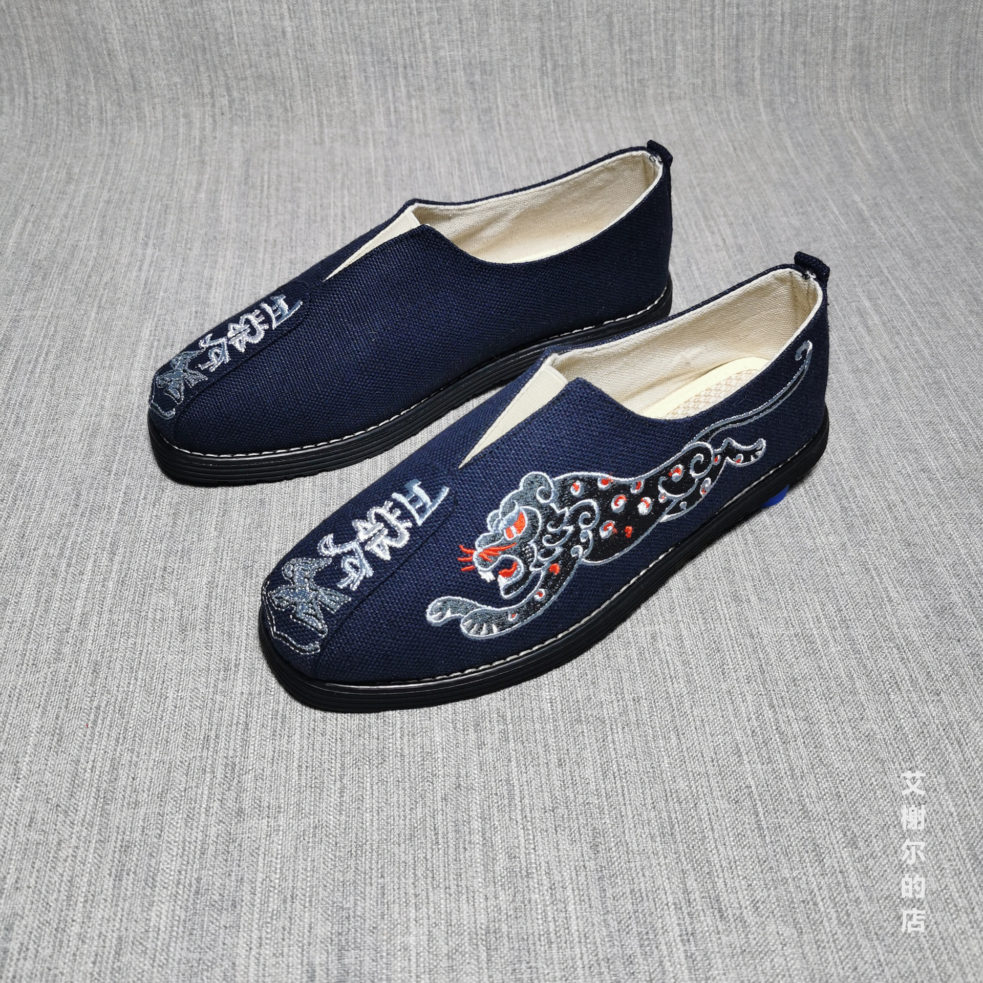 中国风老年鞋男中式复古刺绣休闲鞋软底懒人鞋一脚蹬汉服单鞋鞋子