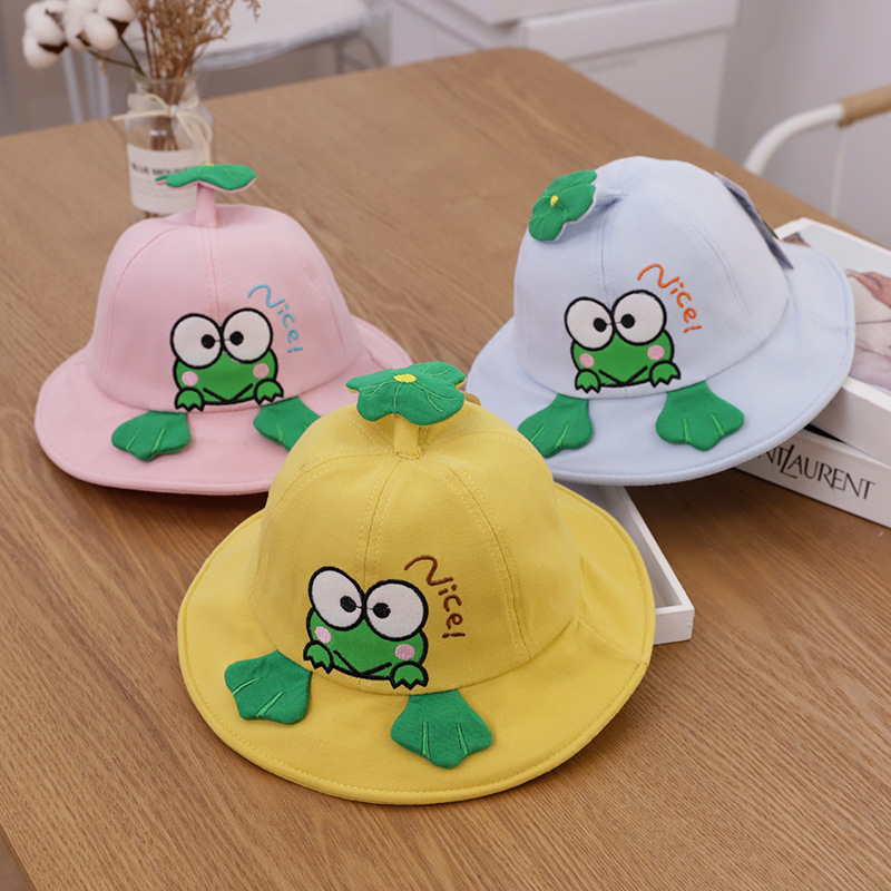 卡通青蛙婴儿帽子春季韩版个性可爱男女宝宝盆帽儿童遮阳渔夫帽