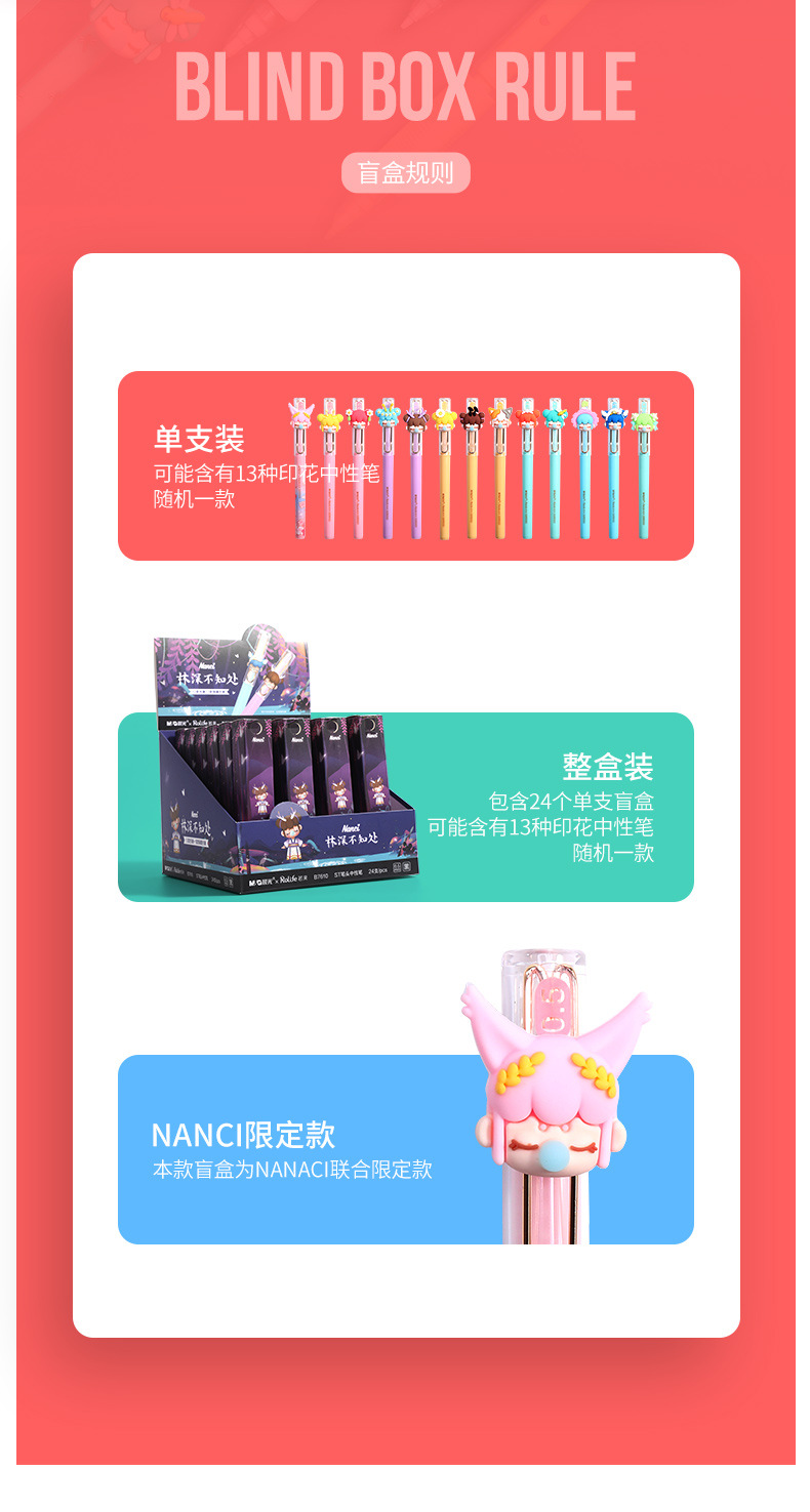 晨光b7610新款囡茜盲盒中性笔nanci林深不知处饰件中性笔签字水笔