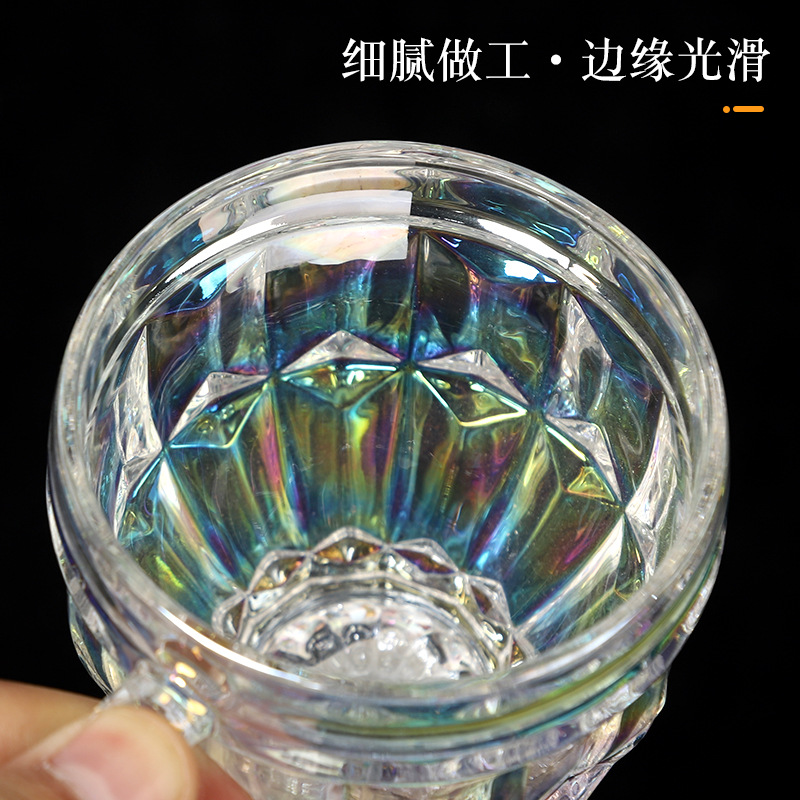 Household Glass Family Heat-Resistant Handle Cup Tea Cup Thickened Glass Handle Colorful Cup Wholesale