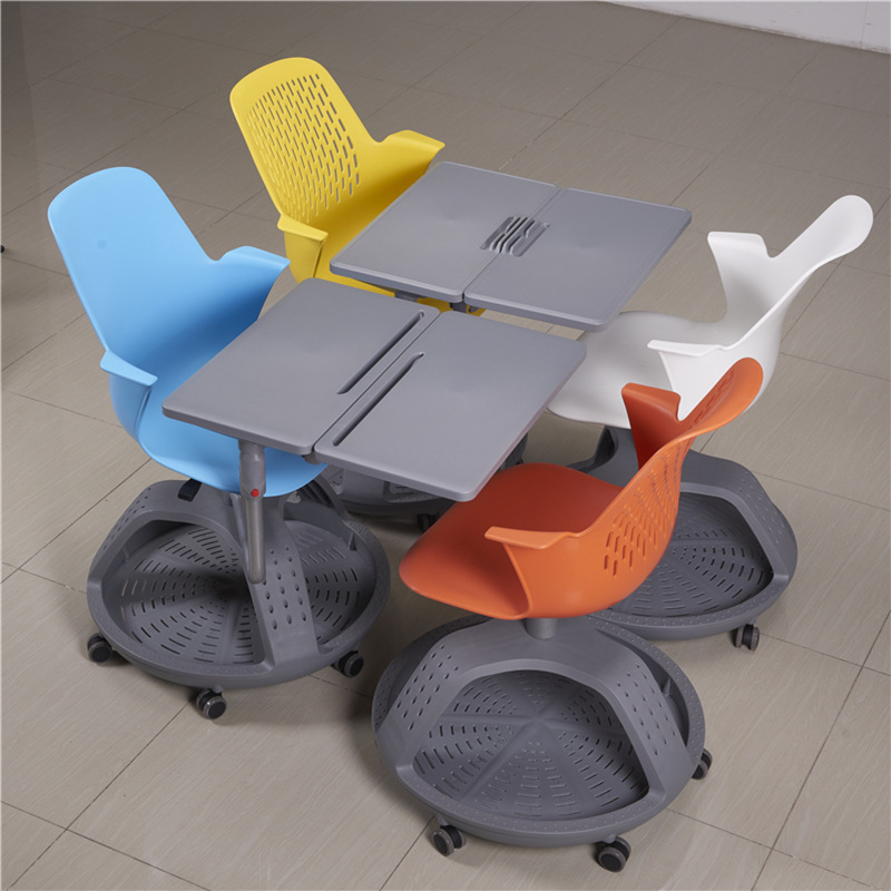 童阿哥智慧教室桌椅多功能培训椅会议椅一体式课桌椅子带大写字板