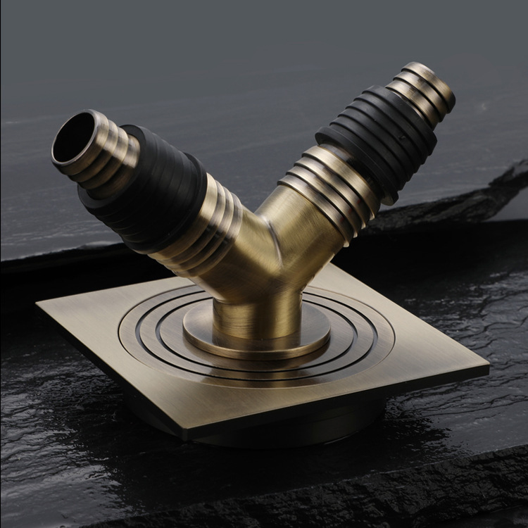 洗衣机地漏专用全铜接头多功能三通出水二合一弯头防溢水