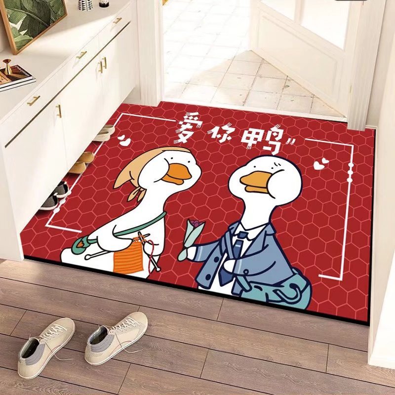 PVC Loop Floor Mat Cartoon Style Duck Cute Household Entry Door Entrance Foot Mat Thickened Non-Slip PVC Carpet Mat