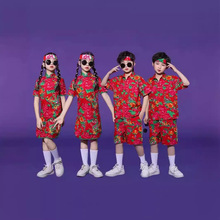 六一儿童节东北风格儿童大花布夏季短袖套装舞台表演服