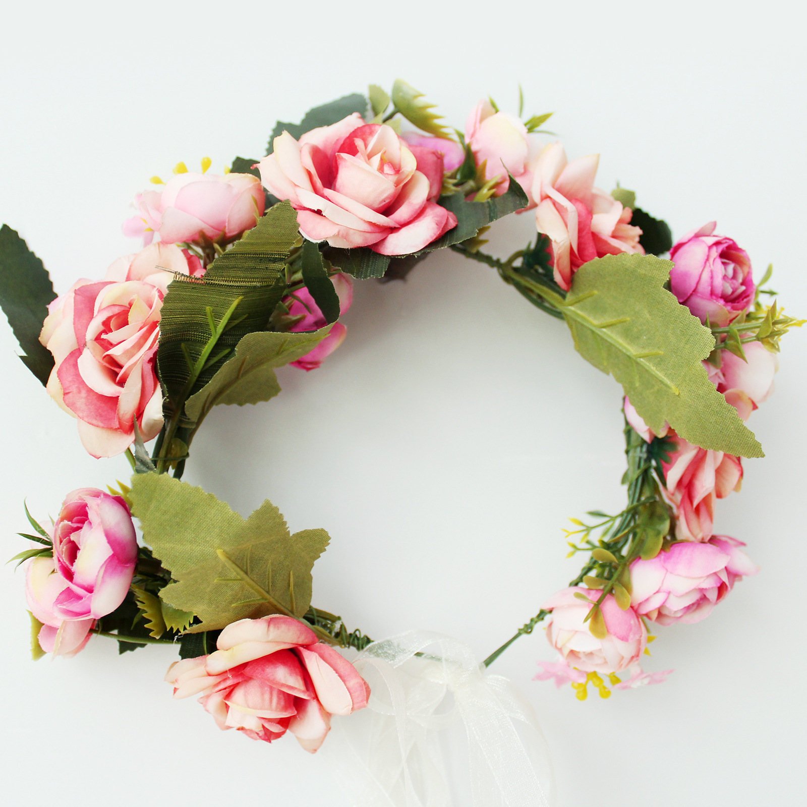 仿真玫瑰花环 速卖通热卖头饰欧美新娘结婚发饰海边旅游头花