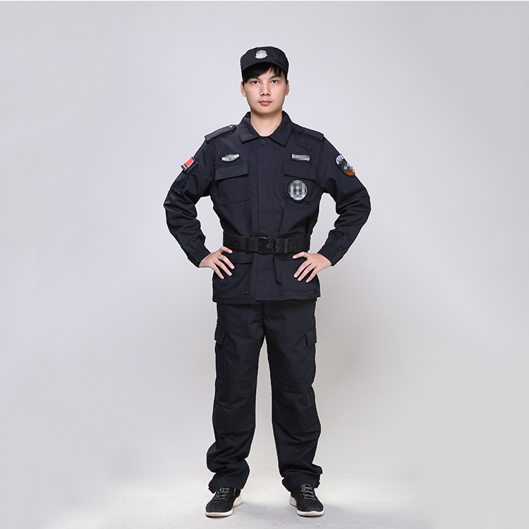 批发黑色网格冬保安服春秋作训服新式保安长袖套装战训服男-阿里巴巴