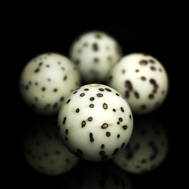 保真手工千眼菩提原籽打磨瓷面抛光圆散珠子隔珠佛珠串手链配饰件