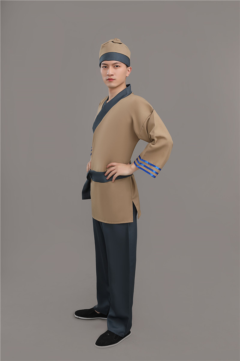 新款店小二平民古装演出成人汉服男农夫家丁仆人书童茶艺馆工作服