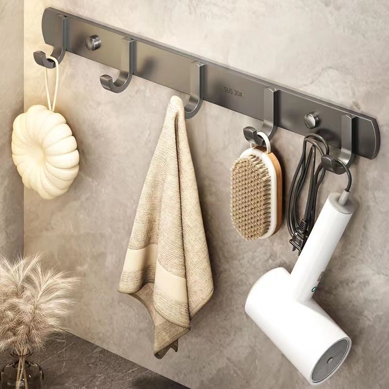 枪灰挂钩免打孔强力粘胶墙壁卫生间毛巾墙上壁挂浴室厨房挂衣钩子