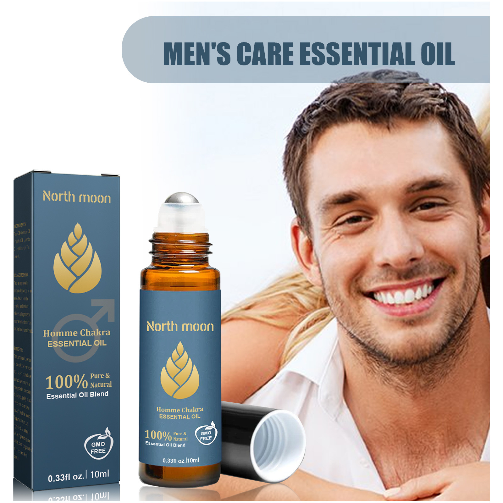 North Moon Men's Care Essential Oil Men's Body Care Essential Oil Temple Massage Care Essential Oil