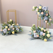 浅蓝香槟花艺花架布置车行展架组合花路引花婚礼背景装饰花排长条